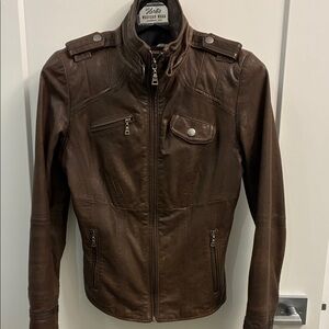 Danier Brown Leather Bomber Jacket